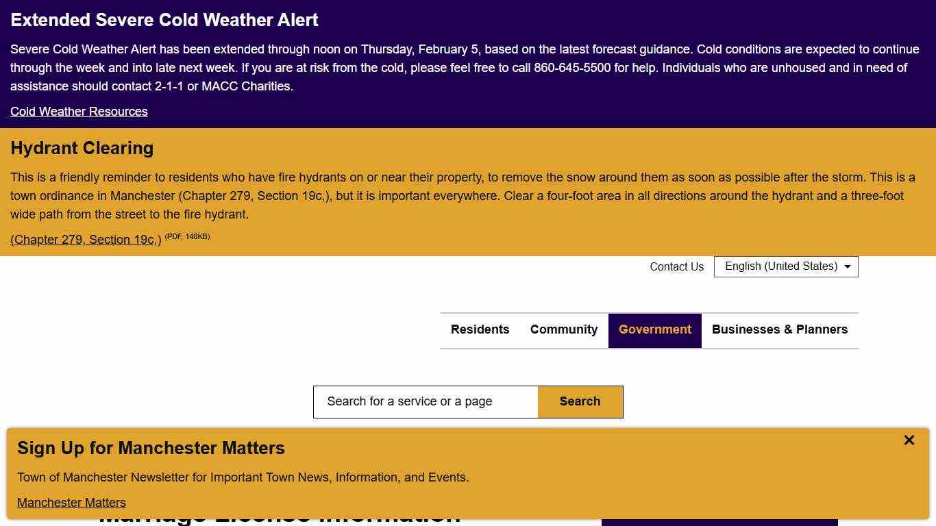 Marriage License Information Town of Manchester